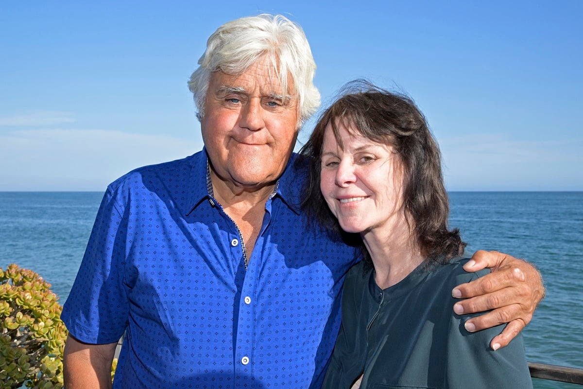 Jay Leno and Mavis Leno attend the private unveiling of the Meyers Manx electric automobile at Little Beach House Malibu on August 08, 2022 in Malibu, California.