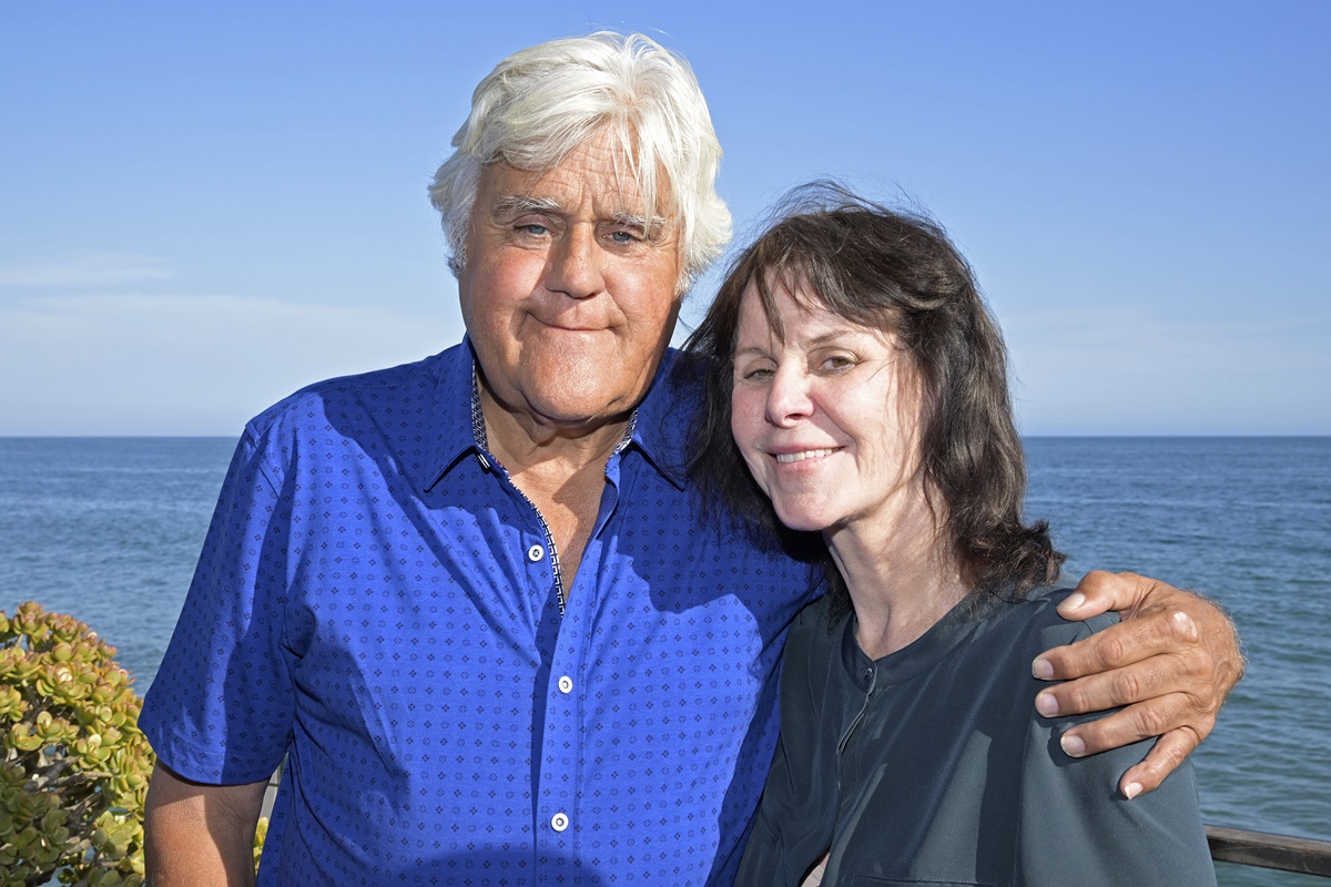 Jay Leno and Mavis Leno attend the private unveiling of the Meyers Manx electric automobile at Little Beach House Malibu on August 08, 2022 in Malibu, California.