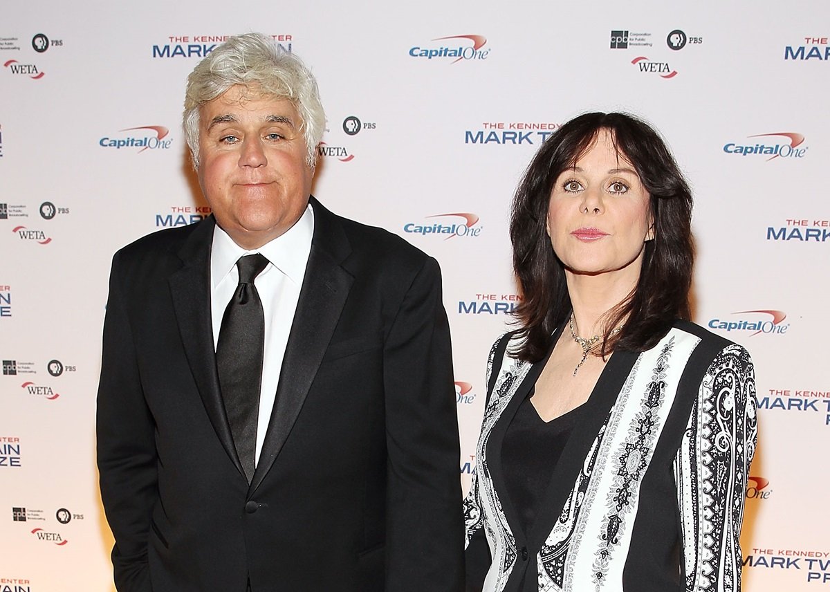 Jay Leno and his wife Mavis Leno arrive at the 2014 Kennedy Center's Mark Twain Prize For American Humor honoring Jay Leno at The Kennedy Center on October 19, 2014