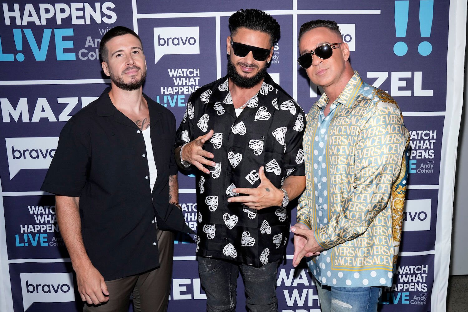 'Jersey Shore: Family Vacation' Season 7 cast member Vinny Guadagnino, Paul 'DJ Pauly D' Delvecchio, and Mike 'The Situation' Sorrentino standing next to each other