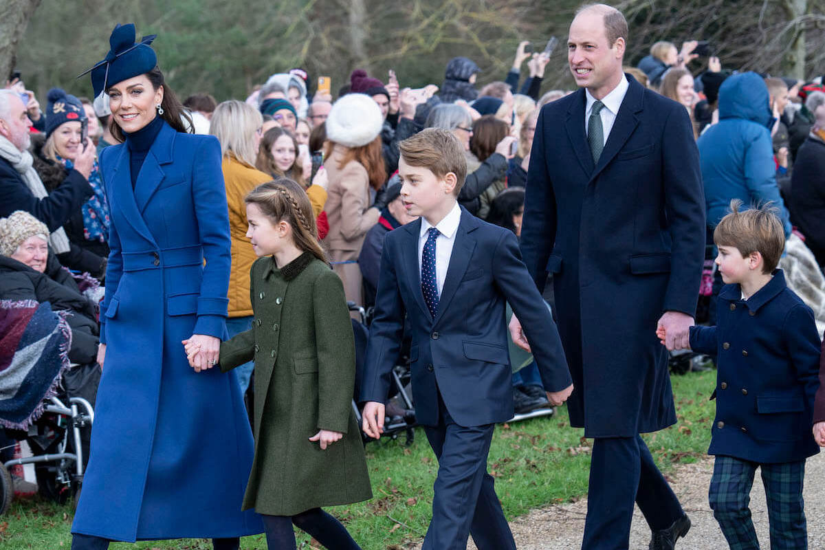 Kate Middleton and Prince William, who focus on teamwork to avoid 'spare' feeling among their children, walk with Princess Charlotte, Prince George, and Prince Louis