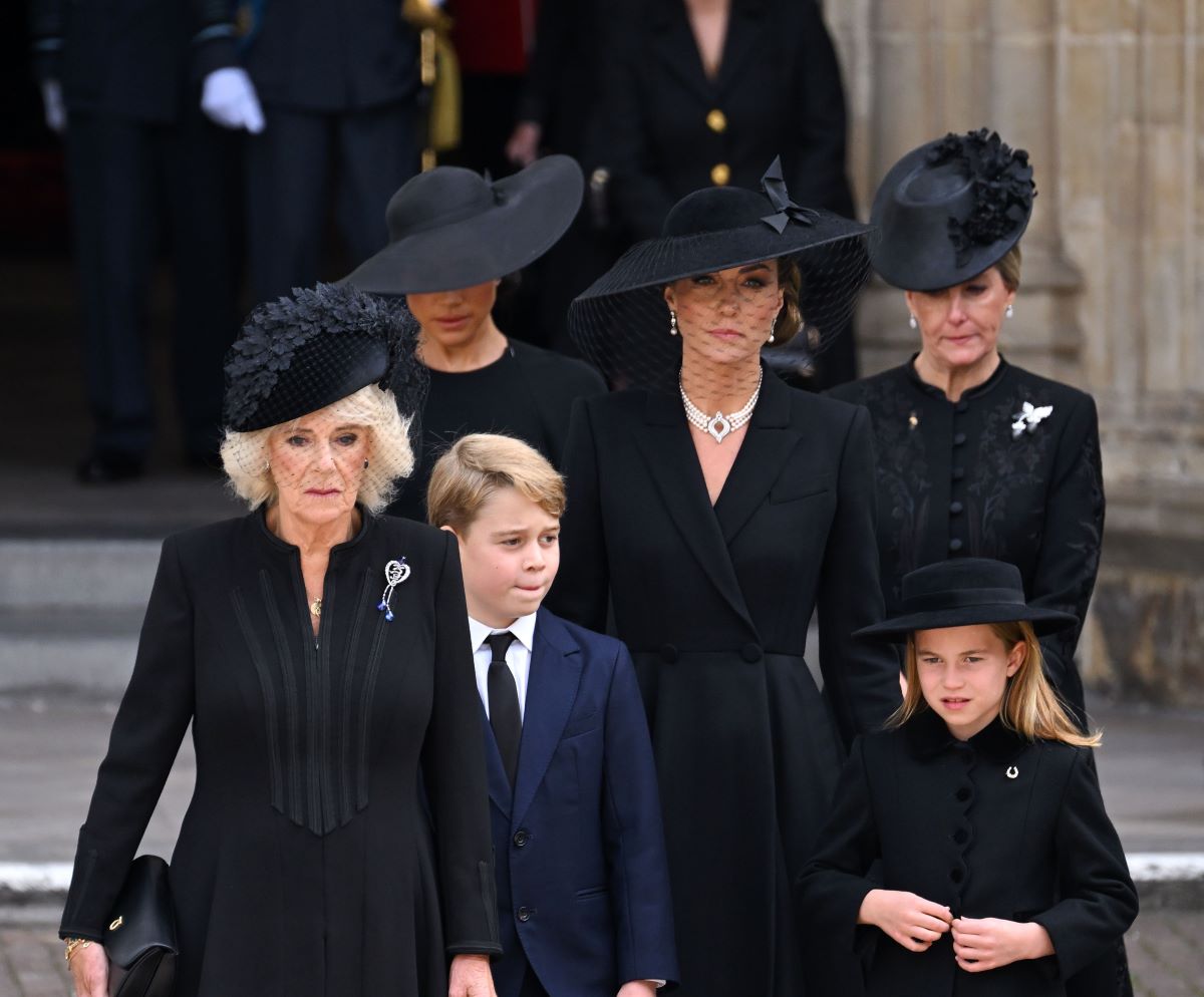 Kate Middleton and other members of the royal family leave Westminster Abbey after Queen Elizabeth II's funeral