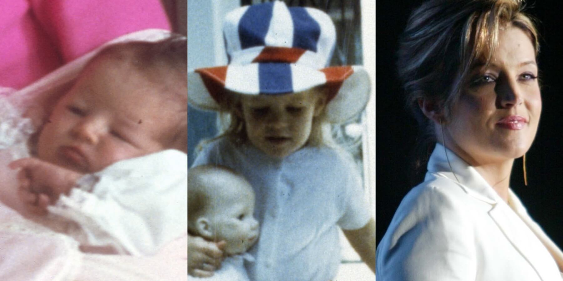 A series of photos of Lisa Marie Presley at different stages in her life.