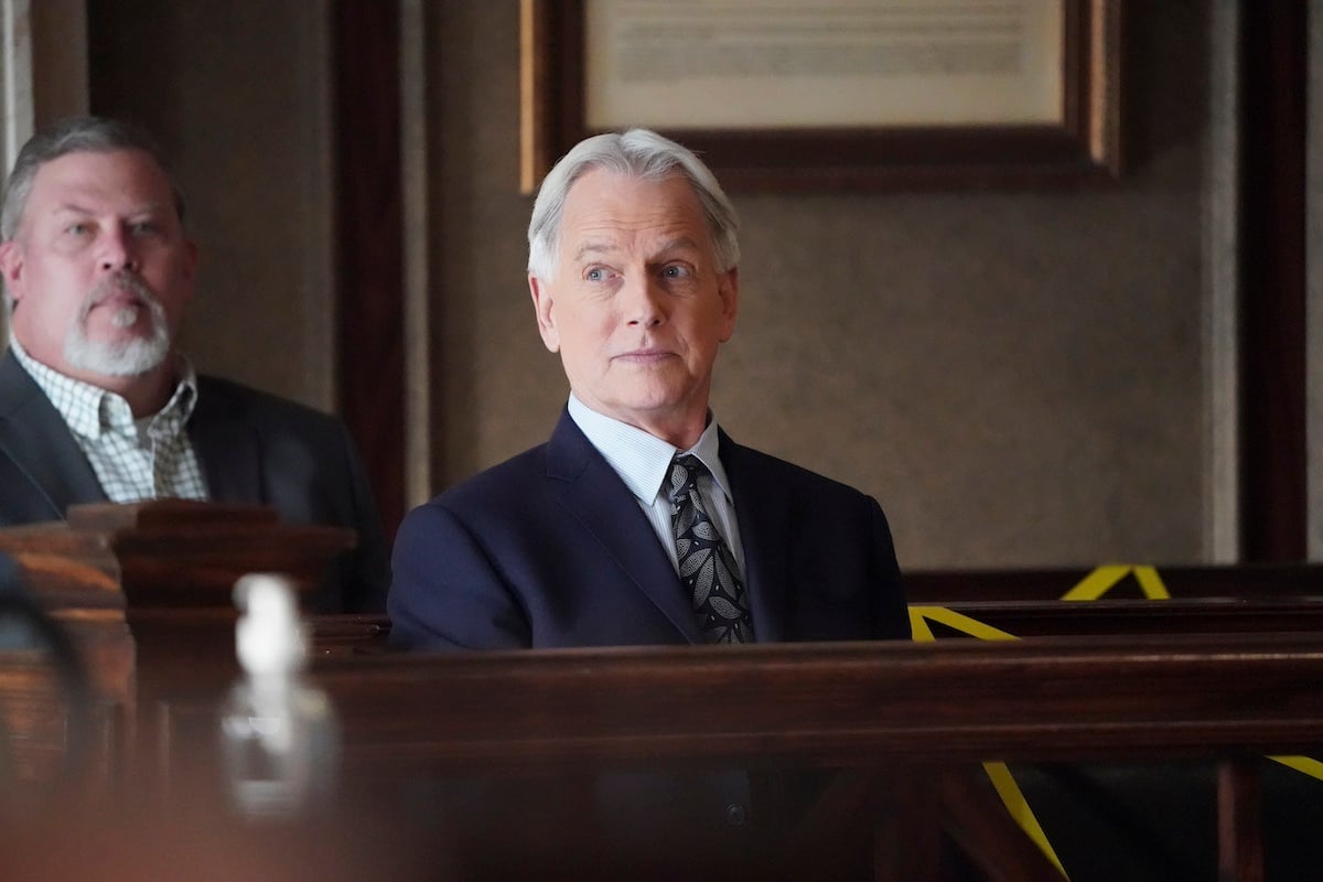Gibbs in a suit sitting in court in 'NCIS"