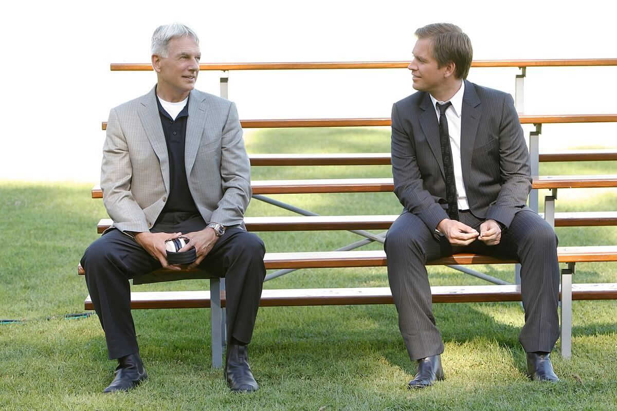 Mark Harmon and Michael Weatherly playing their characters on 'NCIS'.