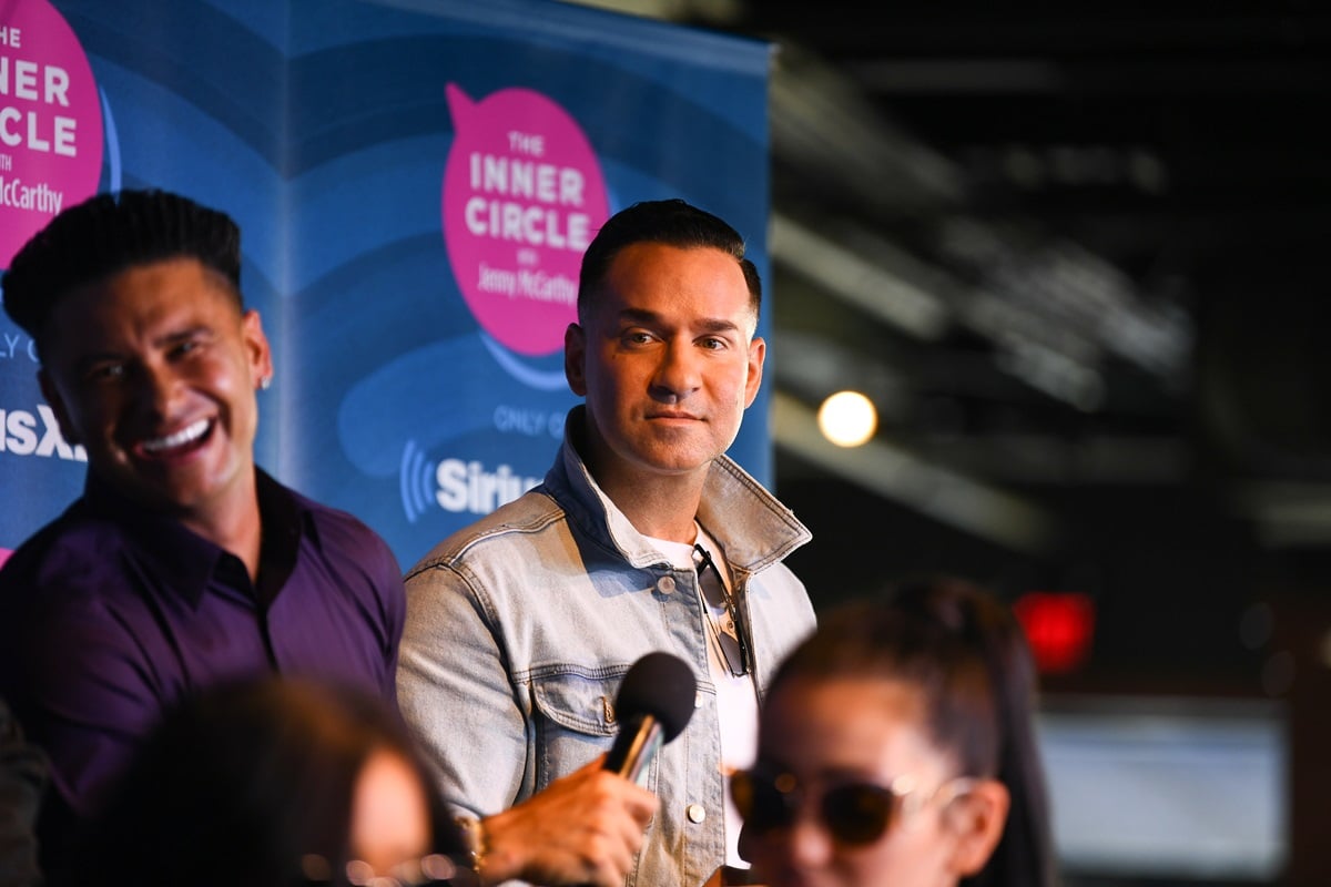 Mike Sorrentino and Pauly D posing at Jenny McCarthy's 'Inner Circle' Series.