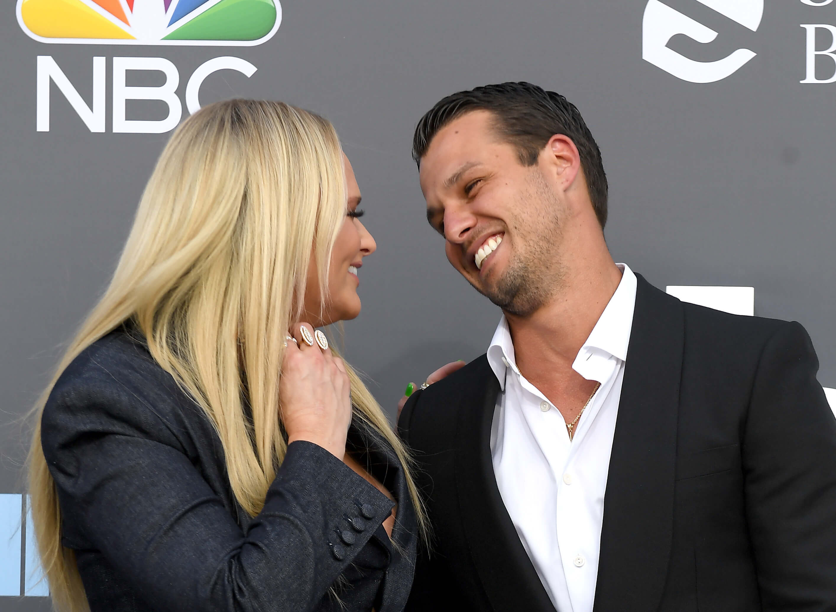 Miranda Lambert looking into the eyes of her husband, Brendan McLoughlin