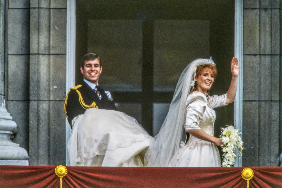 Prince Andrew and Sarah Ferguson on the balcony of Buckingham Palace following their wedding ceremony