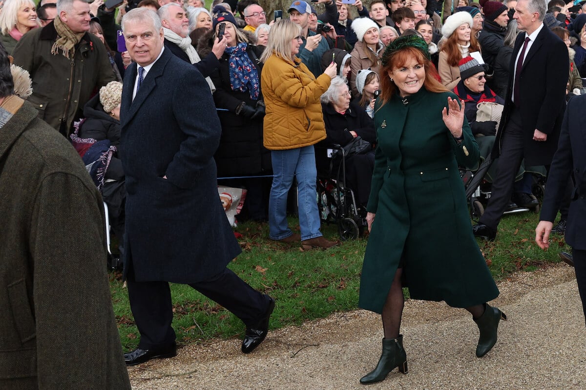 Prince Andrew, whose mention in unsealed legal documents relating to Jeffrey Epstein the royal family won't comment on, walks with Sarah Ferguson