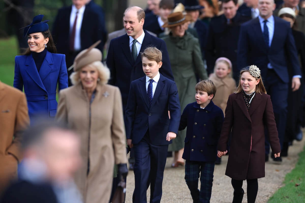Prince Louis, who held hands with Mia Tindall and cemented Prince William and Kate Middleton's relationship with Zara and Mike Tindall, walks to church on Christmas Day 2023