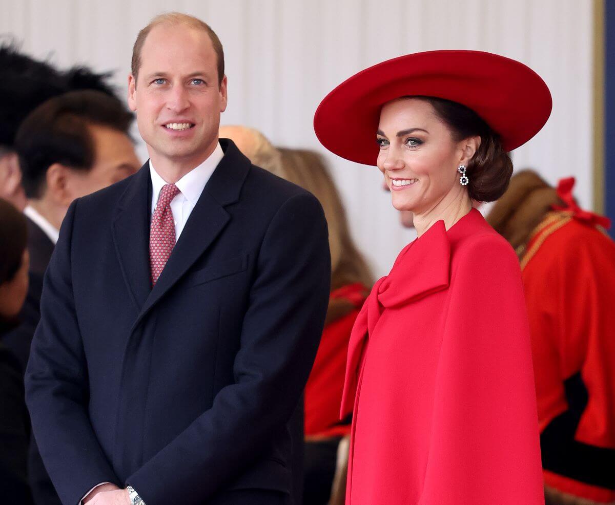Prince William and Kate Middleton attend a ceremonial welcome for the president and the first lady of the Republic of Korea