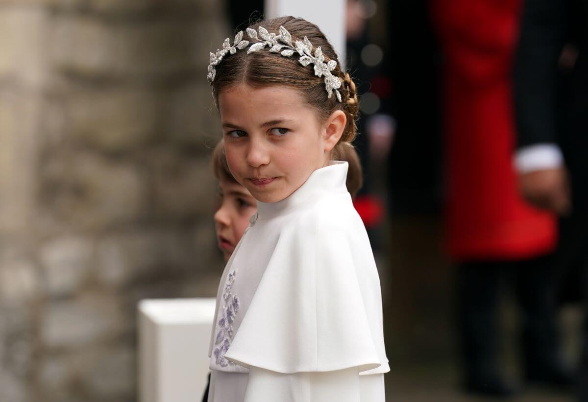 Princess Charlotte and Prince Louis arriving at Westminster Abbey ahead of the coronation ceremony of King Charles III