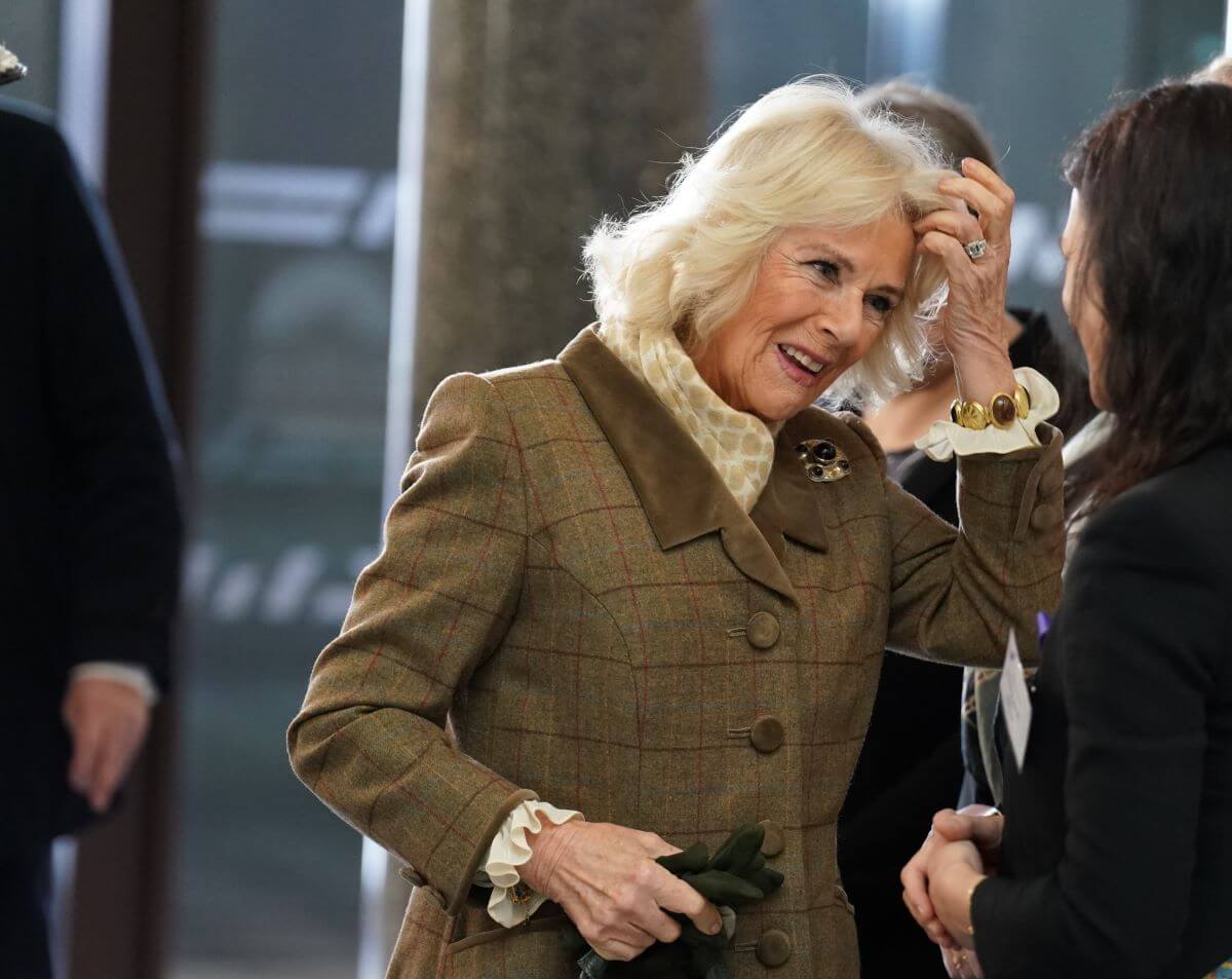 Queen Camilla (formerly Camilla Parker Bowles) opens the new 'Safe Space' during a visit to Aberdeen Art Gallery in Scotland