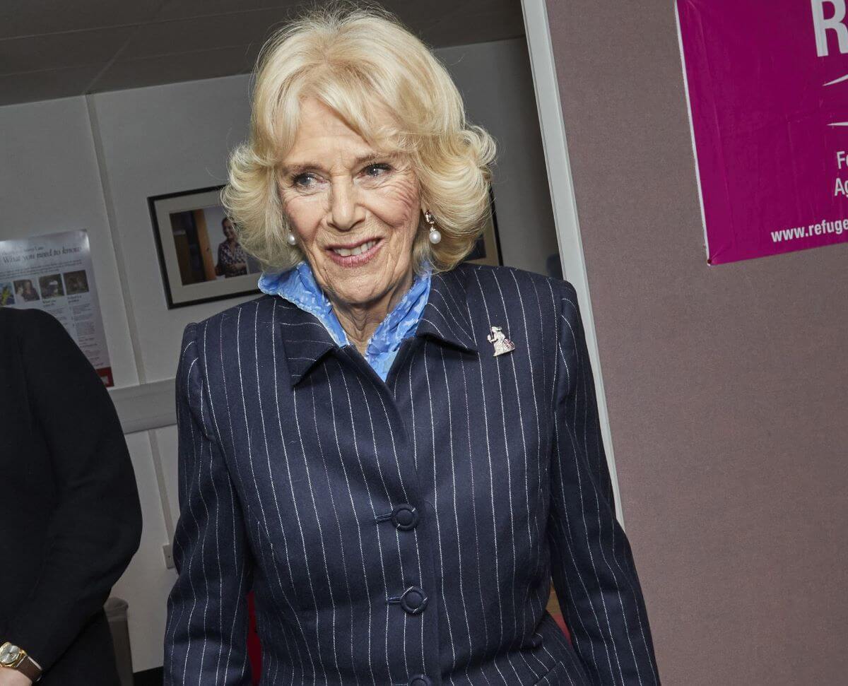 Queen Camilla meets frontline staff on a visit to Refuge's Gaia Centre in Lambeth in London, England