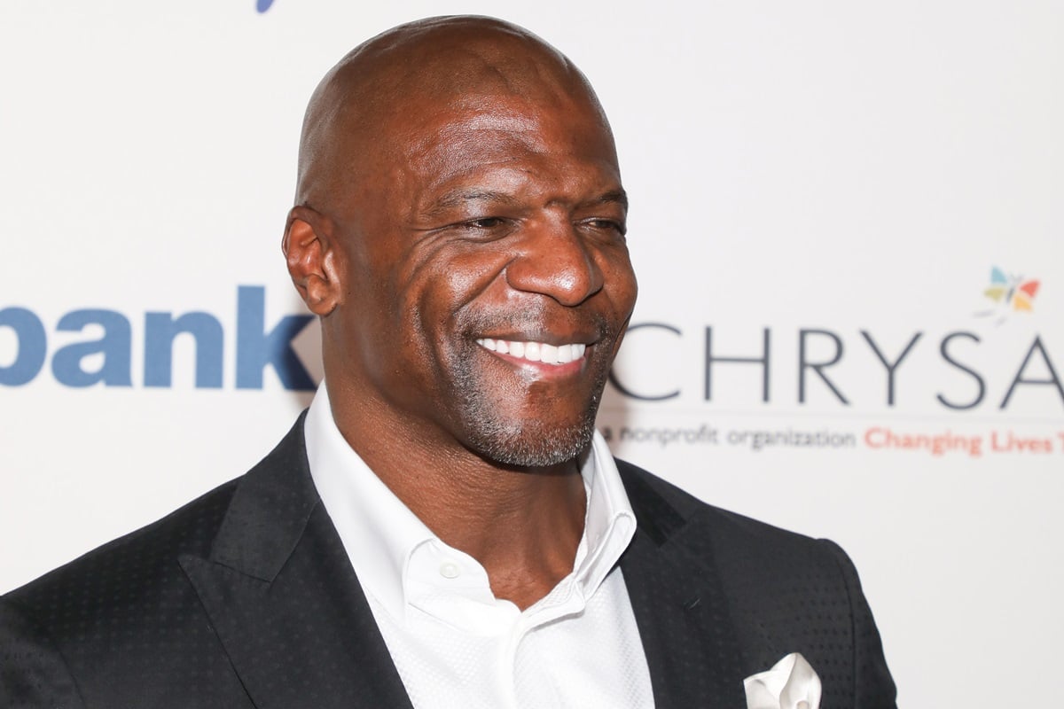 Terry Crews posing in a suit at the the 2023 Chrysalis Butterfly Ball at the Petersen Automotive Museum.
