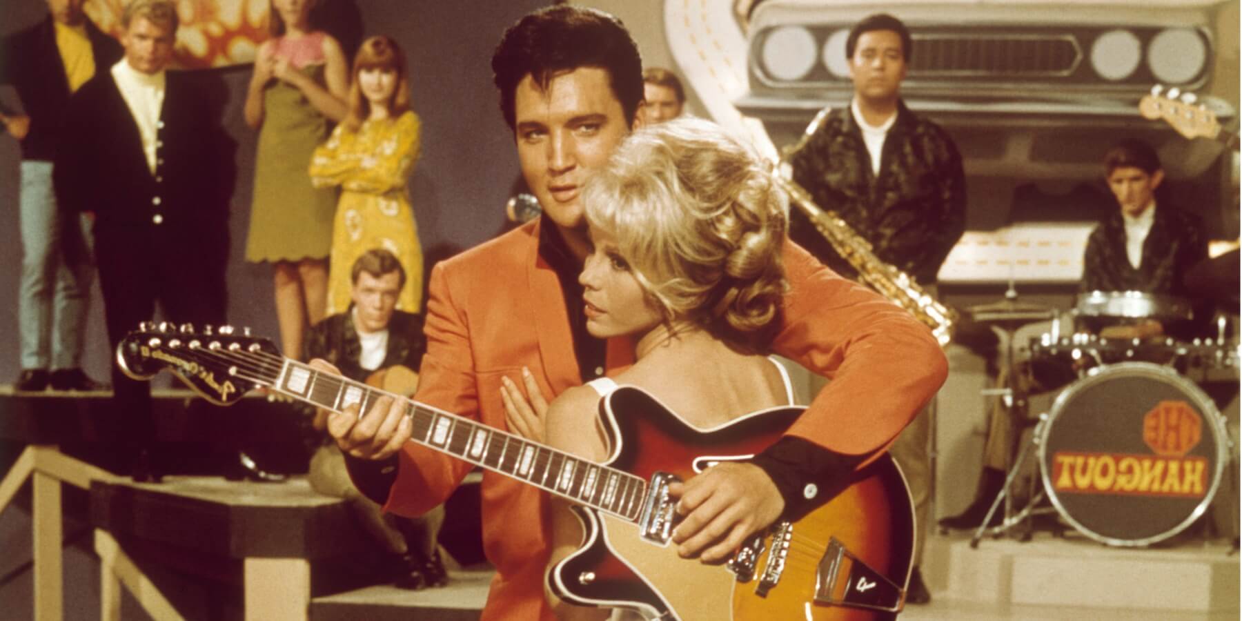 Elvis Presley and Nancy Sinatra in the movie 'Speedway.'