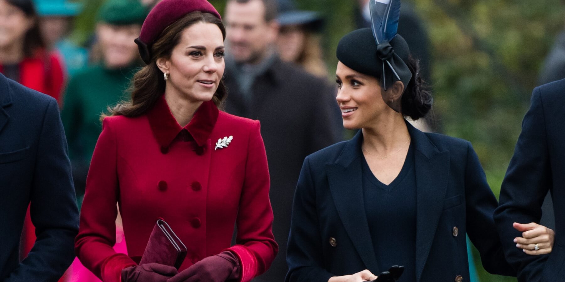 Kate Middleton and Meghan Markle pose together on the Sandringham estate on December 25, 2018 in King's Lynn, England.