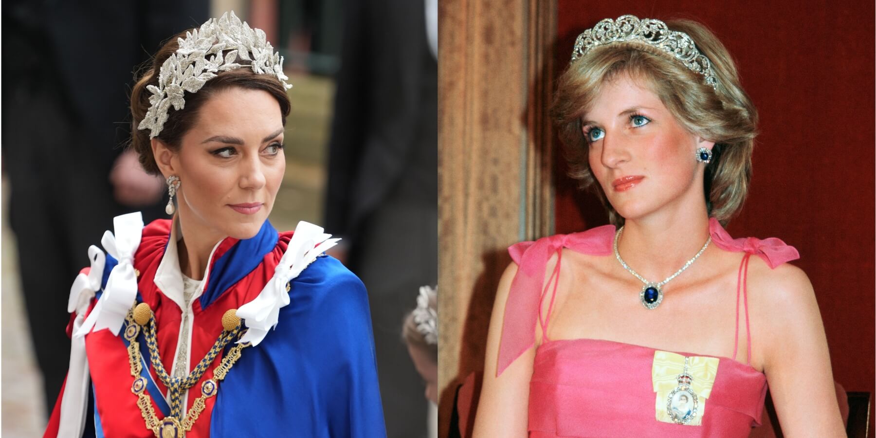 Kate Middleton and Princess Diana in side-by-side photographs.