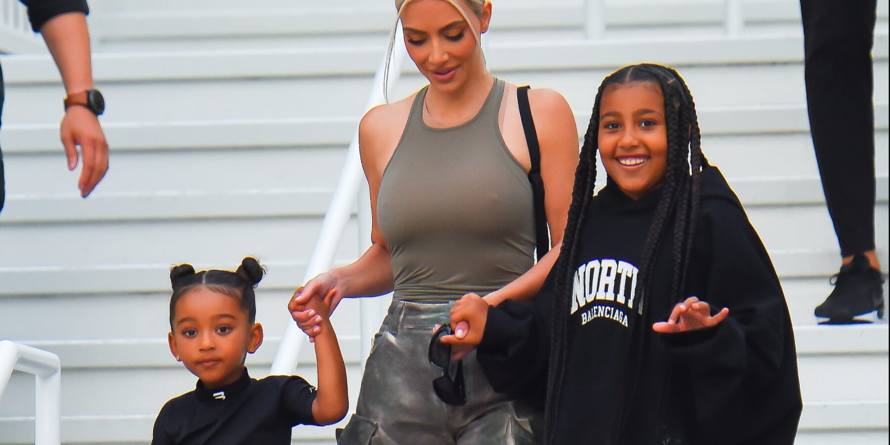 Kim Kardashian and daughters Chicago and North West visit a New Jersey mall in 2022.