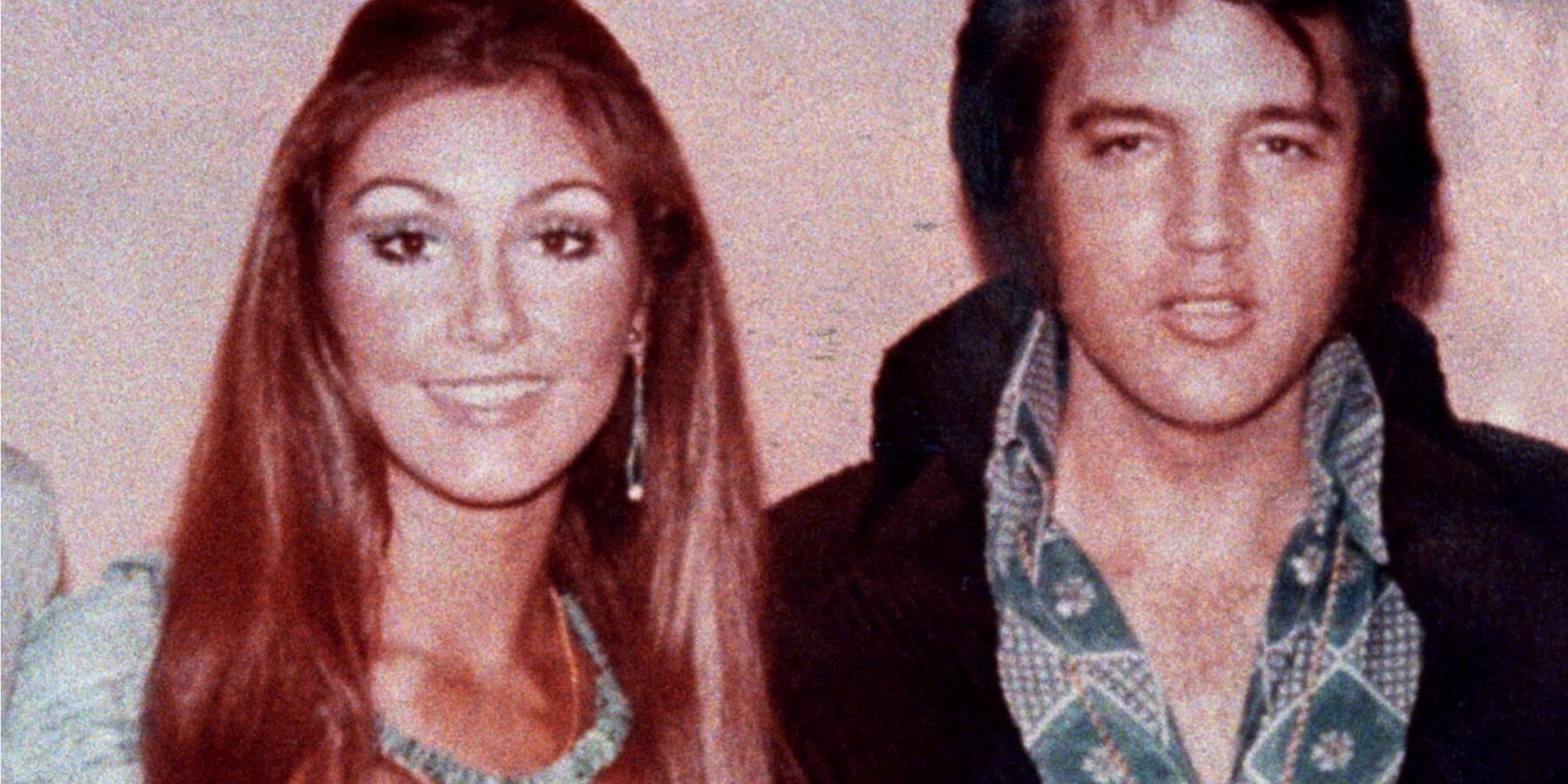 Linda Thompson and Elvis Presley photographed together in the early 1970s.