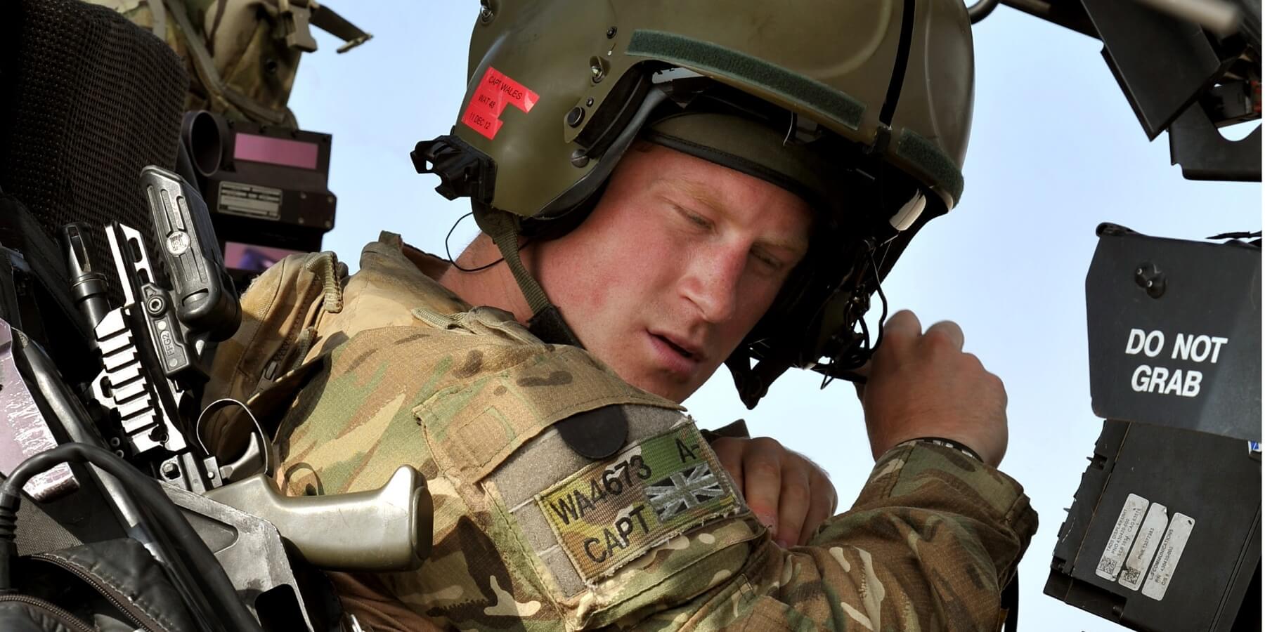 Prince Harry photographed sitting in the cockpit of an Apache Helicopter