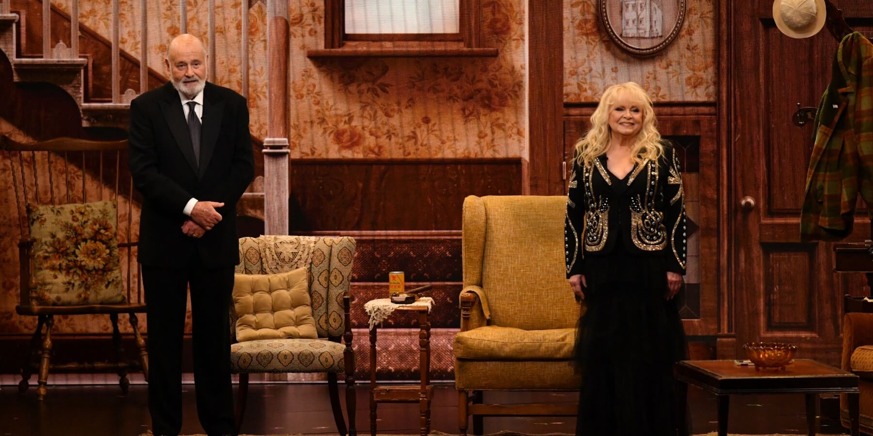 Rob Reiner and Sally Struthers appear at the 75th annual Emmy Awards.