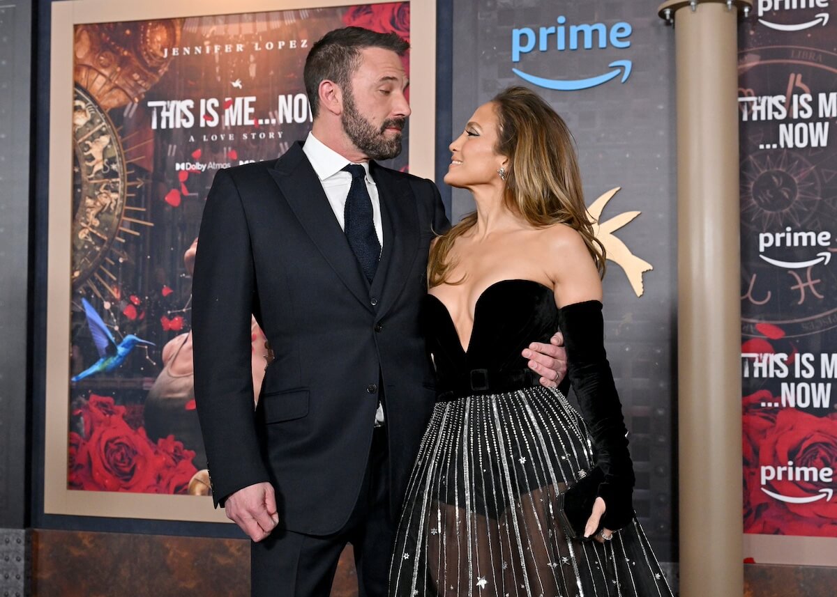 Ben Affleck with his arm around Jennifer Lopez at the premiere of 'This Is Me ... Now: A Love Story'