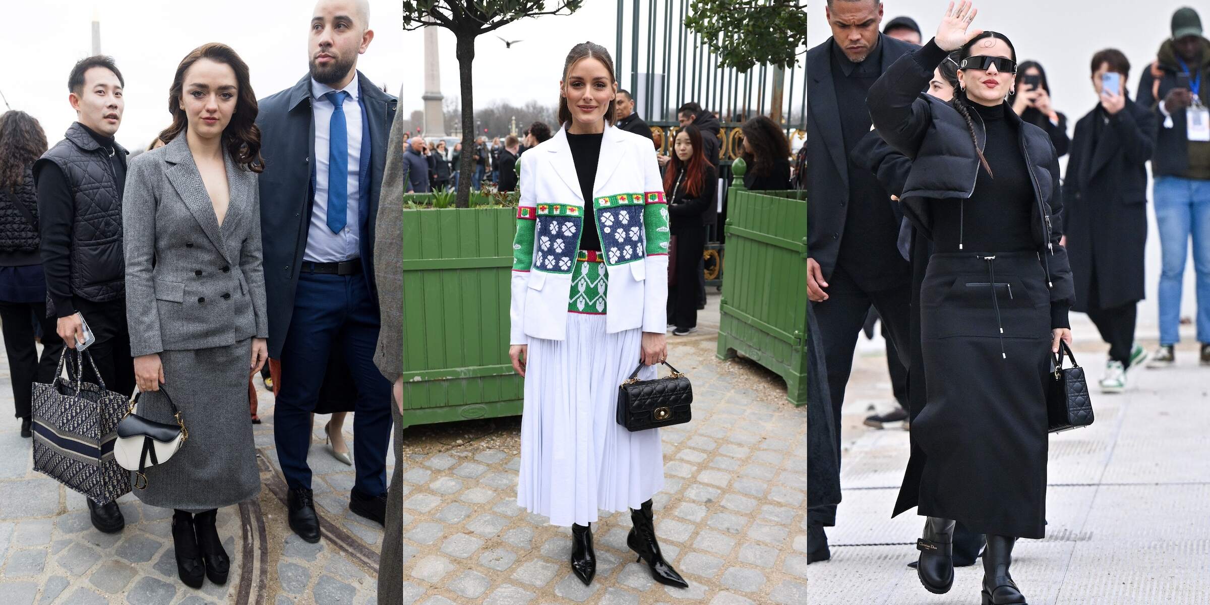 Celebrities Maisie Williams, Olivia Palermo, and Rosalia greet fans before the Christian Dior Womenswear Fall/Winter 2024-25 show