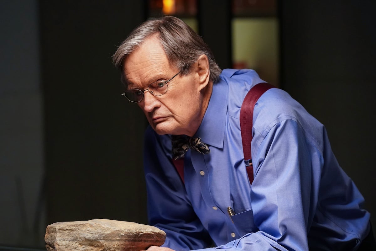 David McCallum in a blue shirt and suspenders on 'NCIS'
