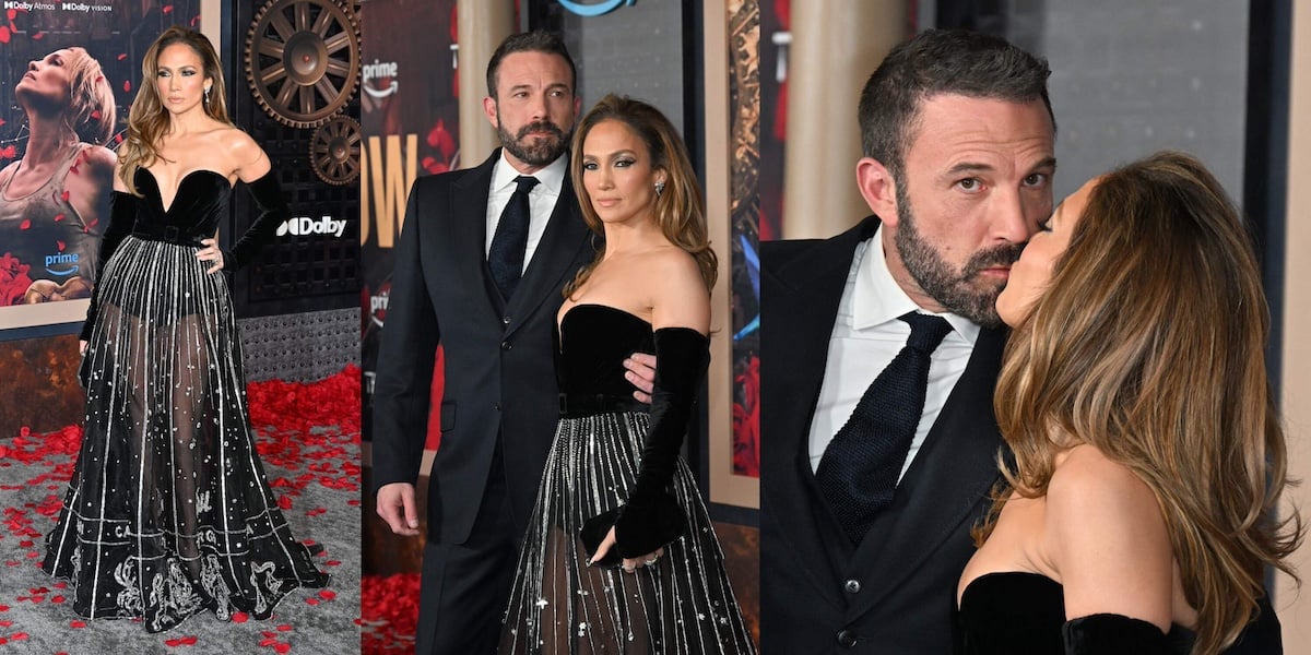 Ben Affleck and Jennifer Lopez kiss at Amazon's "This is Me... Now: A Love Story" premiere
