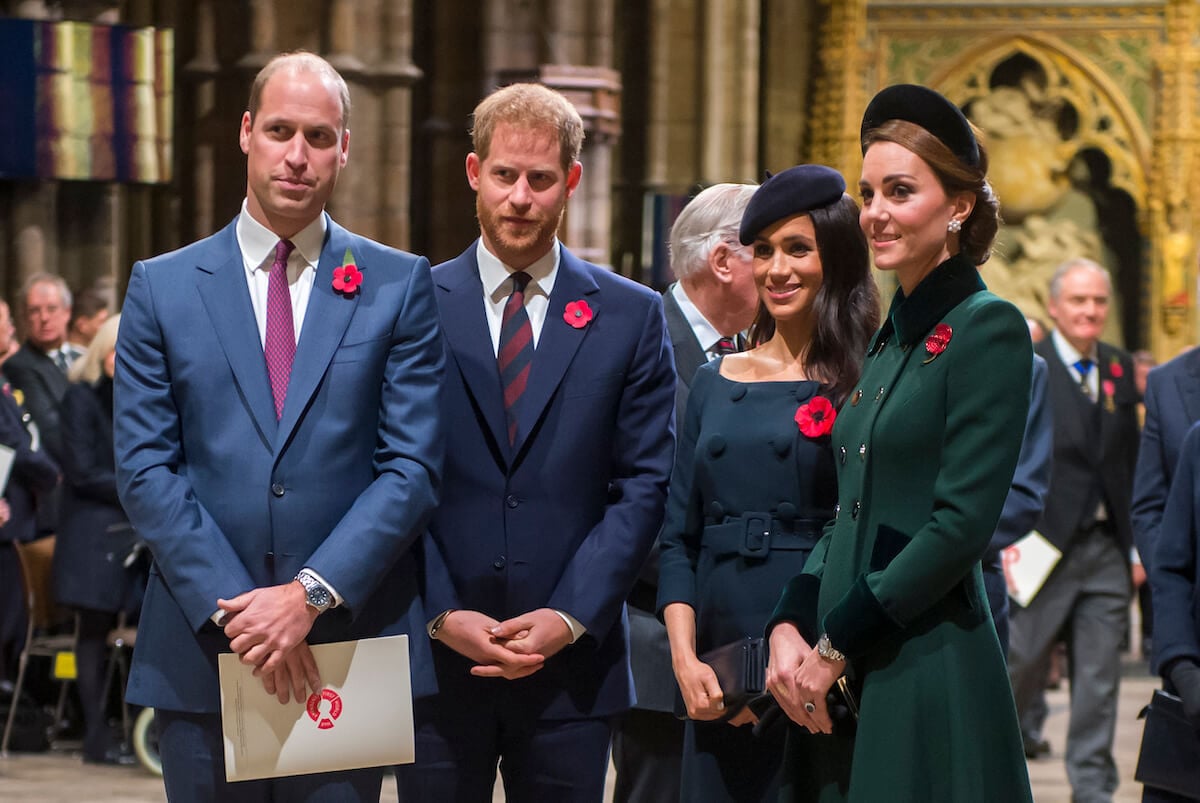 Kate Middleton and Meghan Markle, who have reportedly found common ground as a 'starting point' to heal rift, stand with Prince William and Prince Harry