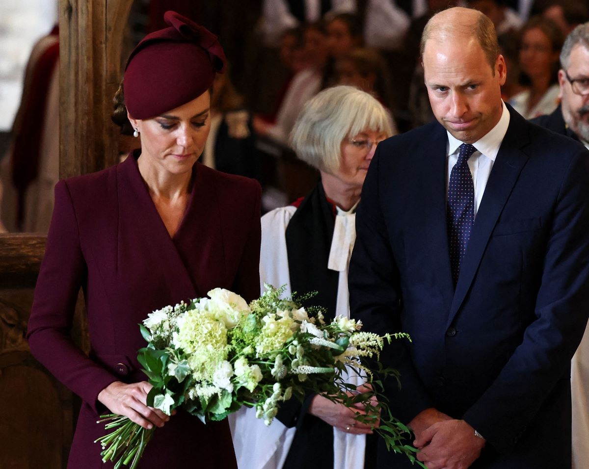 Kate Middleton and Prince William at St. David's Cathedral to commemorate the life of Queen Elizabeth II on the first anniversary of her death