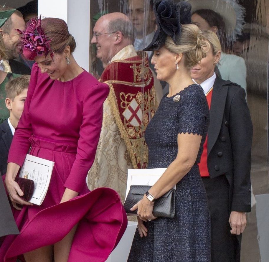 Kate Middleton and Sophie following the wedding of Princess Eugenie of York to Jack Brooksbank at St. George's Chapel
