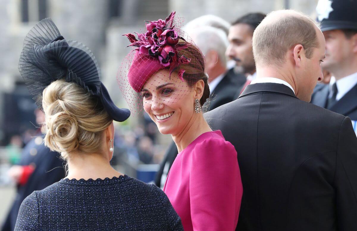 Kate Middleton smiles at Sophie, Duchess of Edinburgh following Princess Eugenie's wedding