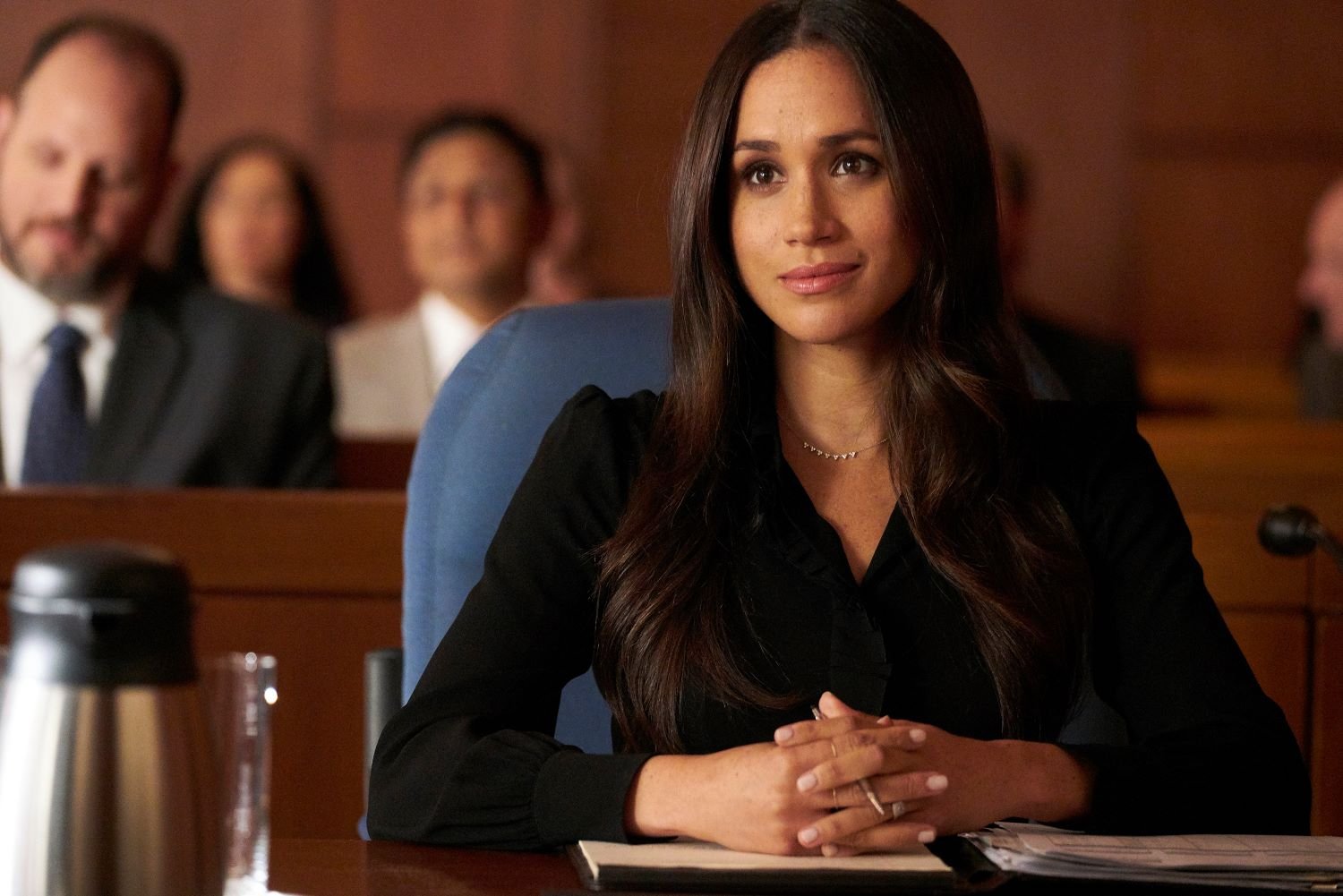 A scene from 'Suits,' Meghan Markle acting career's most well-known title.