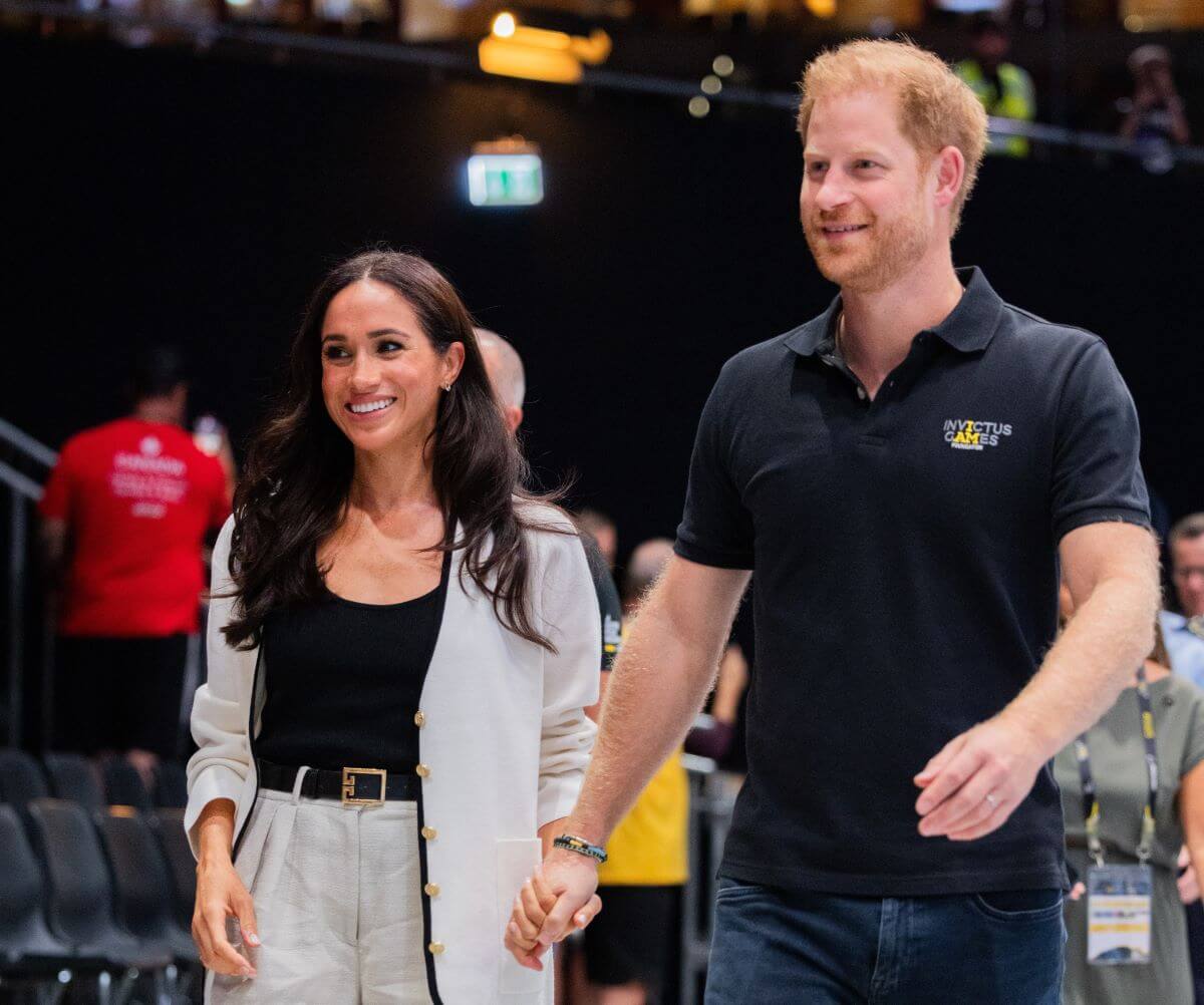 Meghan Markle and Prince Harry arrive for a game of wheelchair basketball at the Invictus Games in Germany