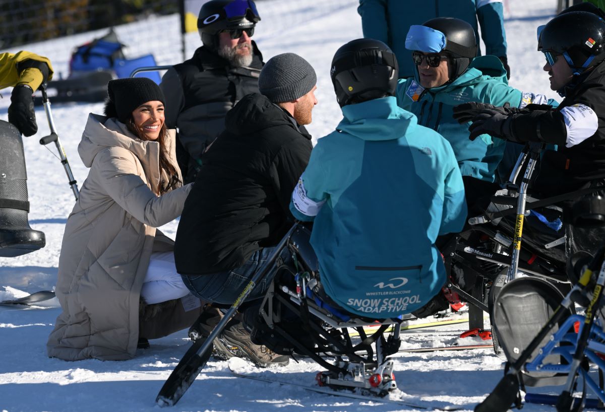 Meghan Markle and Prince Harry speaking to athletes at the Invictus Games One Year To Go Event in Whistler, Canada