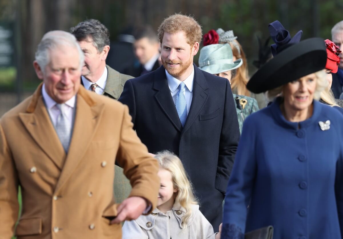 Now-King Charles III, Queen Camilla, and Prince Harry attend a Christmas Day church service at Sandringham