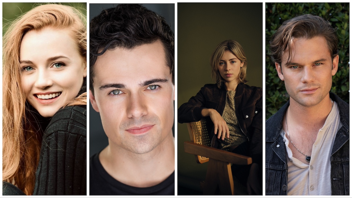 Headshots of the four core 'Outlander' prequel cast members
