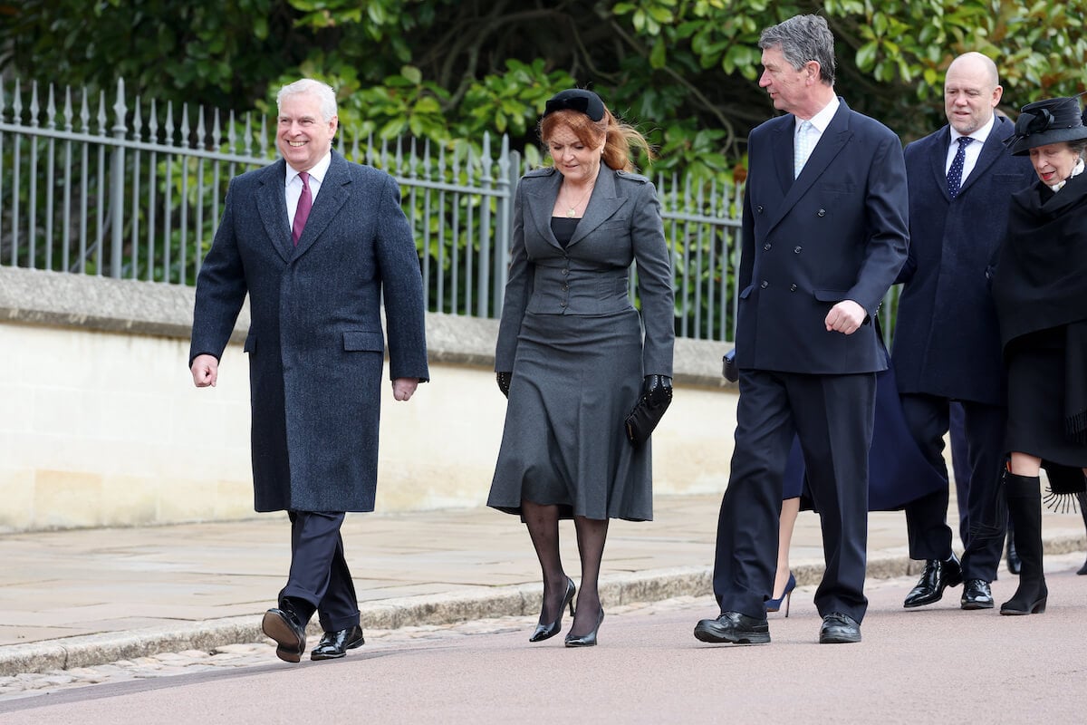 Prince Andrew, Sarah Ferguson, and Timothy Laurence at a memorial for the king of Greece