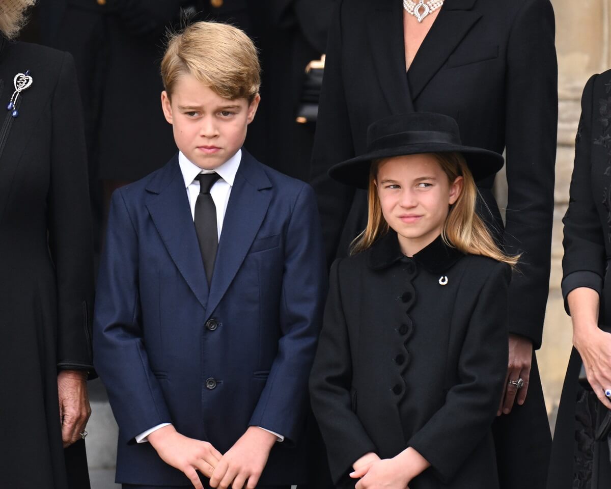 Prince George and Princess Charlotte during the State Funeral of Queen Elizabeth II at Westminster Abbey