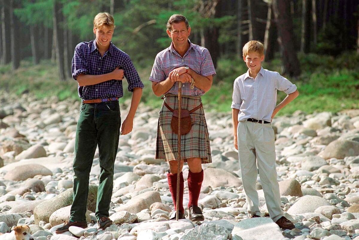 Prince William, King Charles, and Prince Harry in 1997