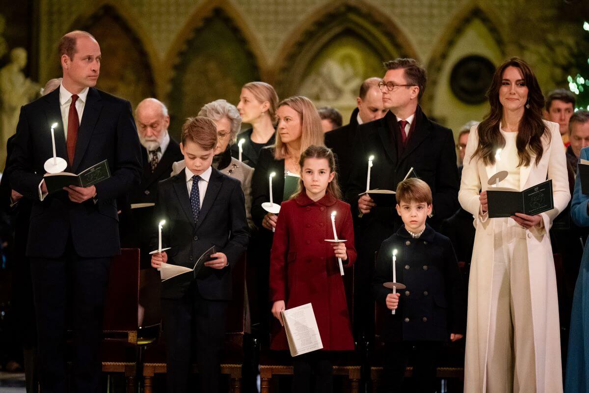 Prince William, Kate Middleton, and their three children during the 'Together At Christmas' service at Westminster Abbey