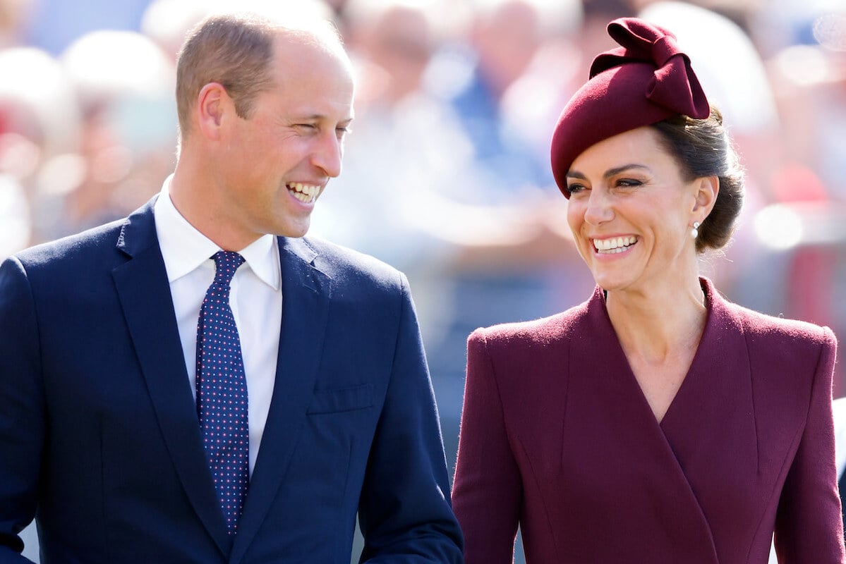 Prince William and Kate Middleton, whose Cambridge titles happened, in part, because of Oscar-winning film 'Shakespeare in Love,' per a report, smile and look on