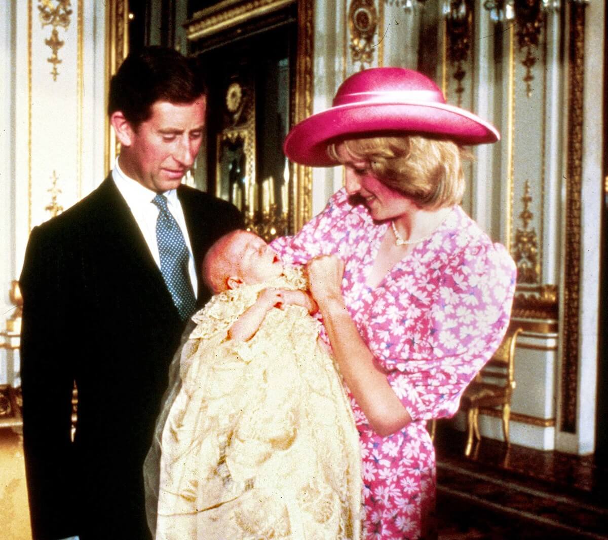 Princess Diana and then-Prince Charles with baby Prince William on the day of his Christening at Buckingham Palace