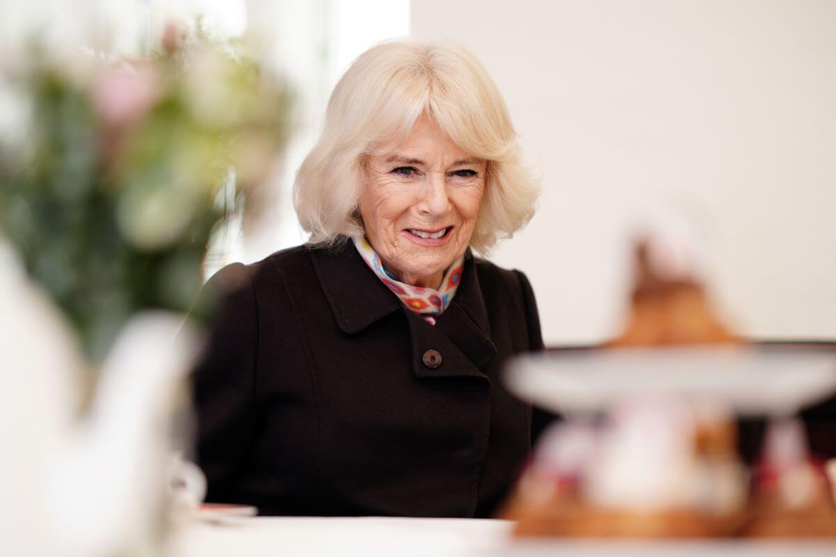 Queen Camilla (formerly Camilla Parker Bowles) meeting residents of St. John's Foundation almshouses in Bath, England