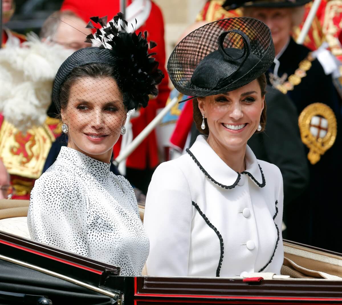 Queen Letizia of Spain and Kate Middleton attend the Order of the Garter service at St. George's Chapel