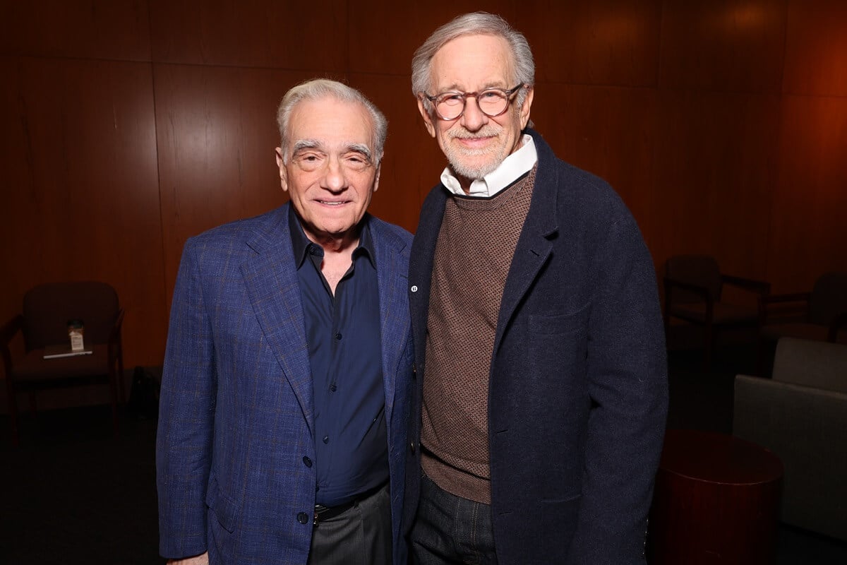 Steven Spielberg and Martin Scorsese posing next to each other at the Directors Guild Of America.
