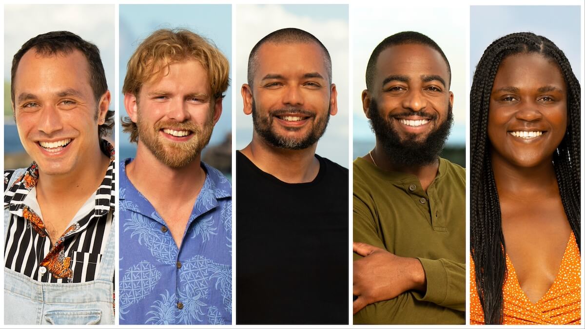 Portraits of Ben Katzman, Hunter McKnight, Randen Montalvo, Tim Spicer, Soda Thompson from Survivor 46