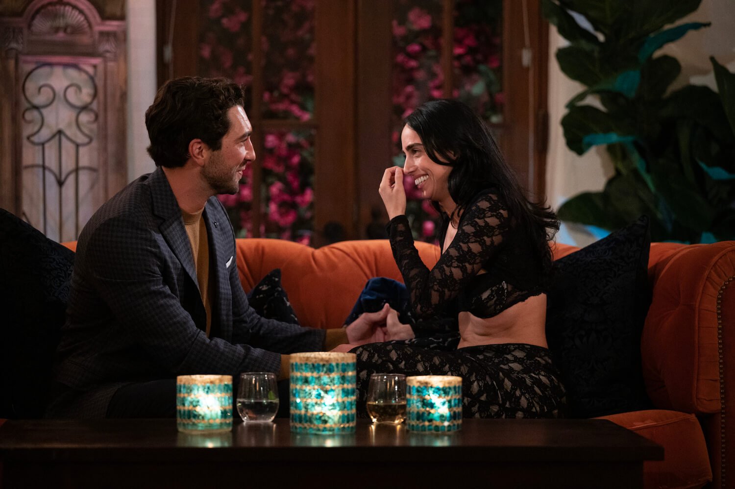 'The Bachelor' Season 28 star Joey Graziadei speaking to Maria Georgas on the couch